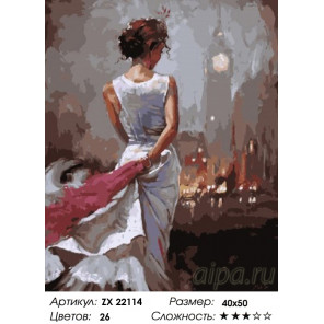 Количество цветов и сложность Девушка в белом платье Раскраска картина по номерам на холсте ZX 22114