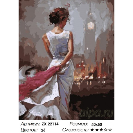 Количество цветов и сложность Девушка в белом платье Раскраска картина по номерам на холсте ZX 22114