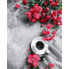  Чашка кофе и цветы Раскраска картина по номерам на холсте ZX 22160