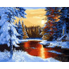 Рассвет в снежном лесу Раскраска картина по номерам на холсте ZX 21613