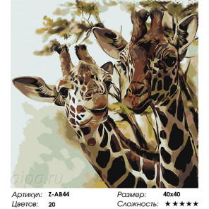  Два жирафа Раскраска по номерам на холсте Живопись по номерам Z-AB44