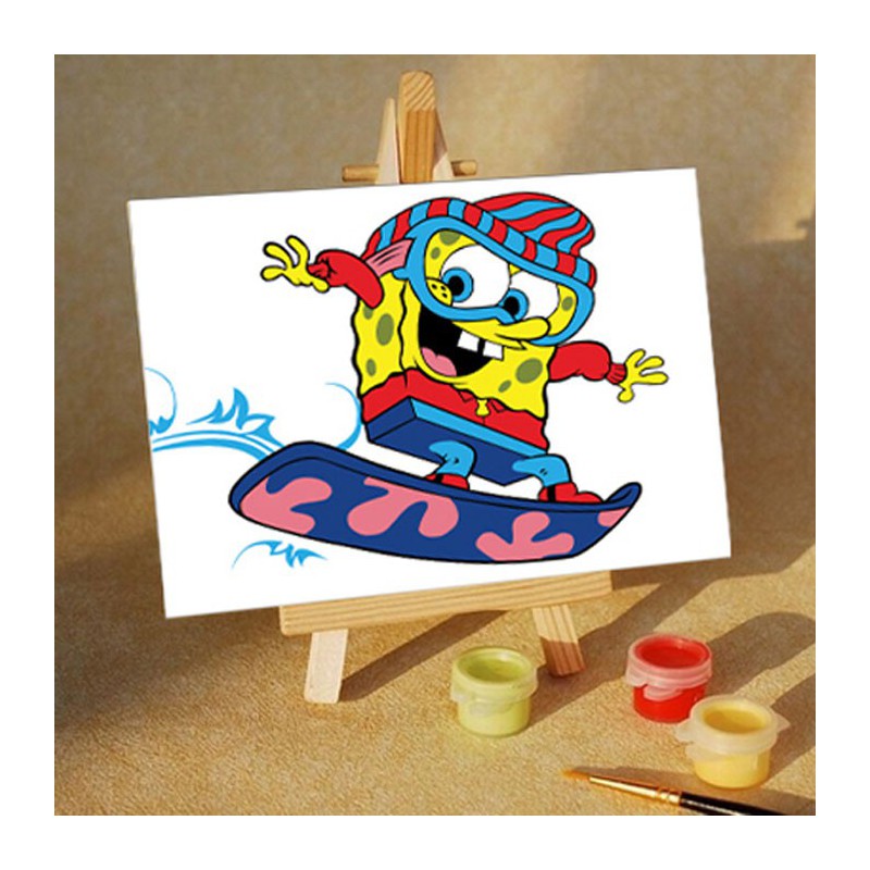 Спанч Боб на скейте Раскраска по номерам на холсте Color Kit CA127 10х15 см недорого купить в ...