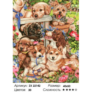 Количество цветов и сложность Собачье счастье Раскраска картина по номерам на холсте ZX 22142