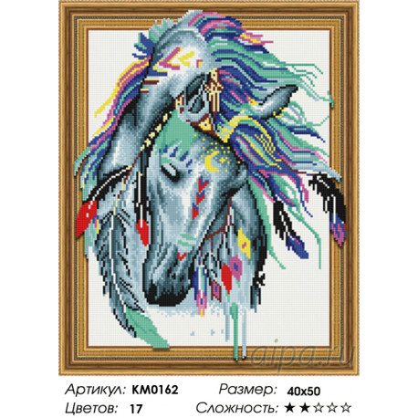 Количество цветов и сложность Индейский конь Алмазная мозаика вышивка на подрамнике 3D  KM0162