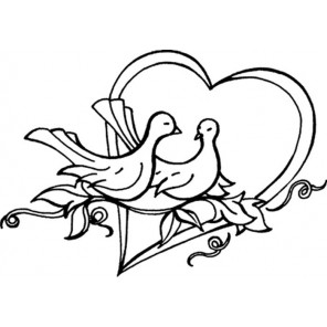 Свадебные голубки Деревянный штамп для оттисков Aladine