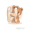  Медвеженок с буквой H Раскраска по номерам на холсте Живопись по номерам KTMK-45454521