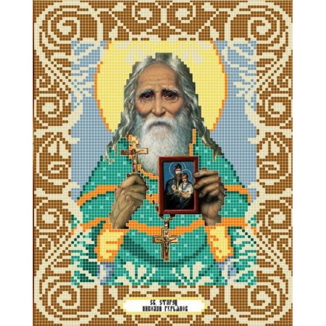  Святой старец Николай Гурьянов Канва с рисунком для вышивки бисером Божья Коровка 0064