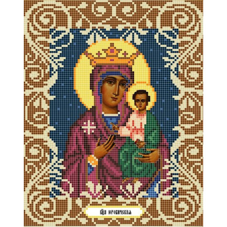  Богородица Юровичская Канва с рисунком для вышивки бисером Божья Коровка 0045