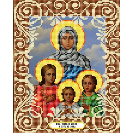  Вера, Надежда, Любовь и мать их София Канва с рисунком для вышивки бисером Божья Коровка 0041