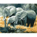 Семья слонов Раскраска (картина) по номерам на холсте Iteso