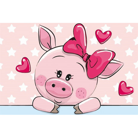  Влюбленная свинка Раскраска картина по номерам MC1080