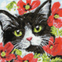 Кот в цветах Алмазная вышивка мозаика Гранни
