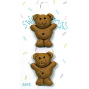 Пуговицы "Печенье Медвежонок Тедди" 2 шт. на блистере, пластик, 32 мм, цена за блистер .
