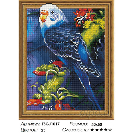 Количество цветов и сложность Попугай на ветке Алмазная вышивка мозаика на подрамнике 3D TSGJ1017