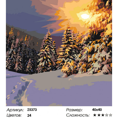 Количество цветов и сложность Зимний заккат Раскраска по номерам на холсте Живопись по номерам Z5373