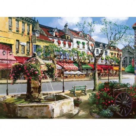 Европейский городок Раскраска по номерам акриловыми красками на холсте Живопись по номерам