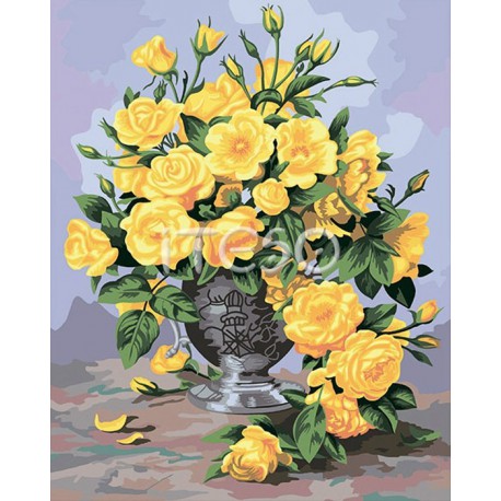Золотые розы Раскраска по номерам ( Картина ) акриловыми красками на холсте Iteso