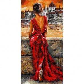 Схема Девушка в красном платье Раскраска по номерам на холсте Живопись по номерам