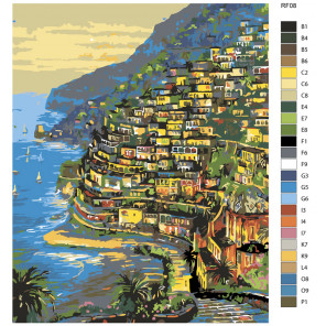 Раскладка Огни Positano, Италия (художник Robert Finale) Раскраска по номерам на холсте Живопись по номерам