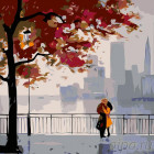 Раскладка Осень в городе Раскраска картина по номерам на холсте AB05