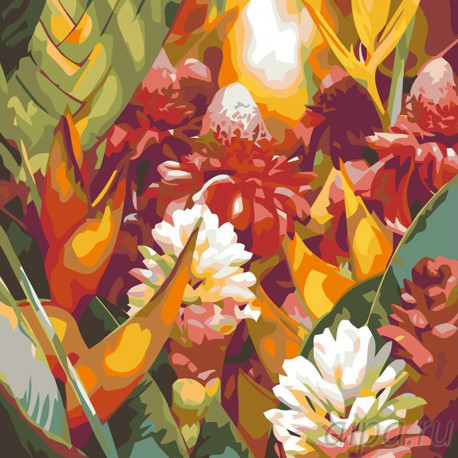 Раскладка Огненные цветы Раскраска картина по номерам на холсте F18