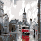 Раскладка Питерский трамвай Раскраска картина по номерам на холсте AB01