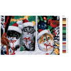 Раскладка Рождественские котята Раскраска картина по номерам на холсте A113