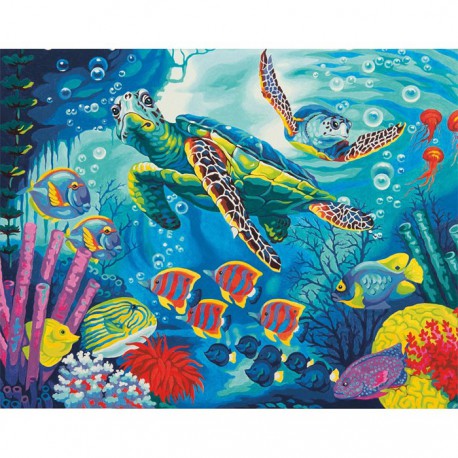 Морские черепахи Раскраска (картина) по номерам акриловыми красками Dimensions