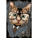 Кот в костюме Раскраска картина по номерам на холсте