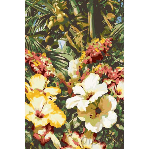  Тропические цветы Раскраска картина по номерам на холсте F21