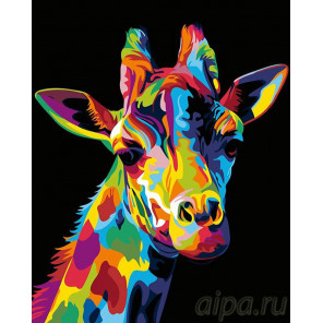 Раскладка Радужный жираф Раскраска картина по номерам на холсте PA12