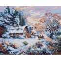 Снежный вечер (художник Уильям Мангум) Раскраска картина по номерам Plaid