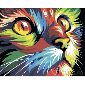 Раскладка Радужный кот Раскраска картина по номерам на холсте RA046