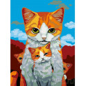 Кошка с котятами Раскраска картина по номерам на холсте