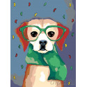 Собачка в шарфе Раскраска картина по номерам на холсте