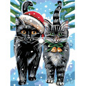 Рождественские котики Раскраска картина по номерам на холсте