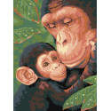 Семейство обезьян Раскраска картина по номерам на холсте