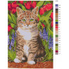 Схема Котенок в весенних цветах Раскраска по номерам на холсте Живопись по номерам A120
