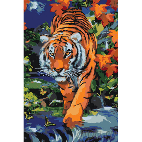  Тигр осенью Раскраска по номерам на холсте Живопись по номерам A369