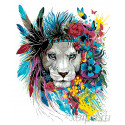 Цветочный лев Раскраска по номерам на холсте Живопись по номерам