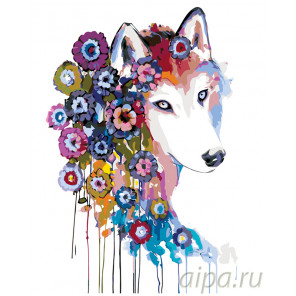  Цветочная собака Раскраска по номерам на холсте Живопись по номерам PA122