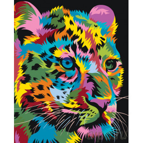 Раскладка Молодой радужный леопард Раскраска по номерам на холсте Живопись по номерам PA126