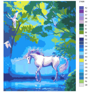 Раскладка Лес единорога Раскраска по номерам на холсте Живопись по номерам Z1826