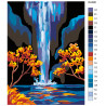 Схема Золотые листья и водопад Раскраска по номерам на холсте Живопись по номерам RA086