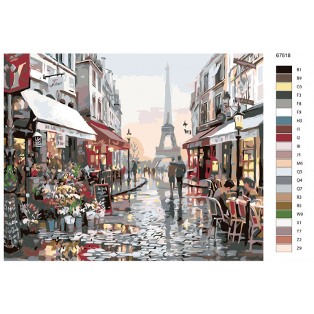 Раскладка Уютный Париж Раскраска по номерам на холсте Живопись по номерам KTMK-67618