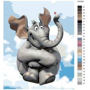 Раскладка Довольный слон Раскраска по номерам на холсте Живопись по номерам Z-Z10160