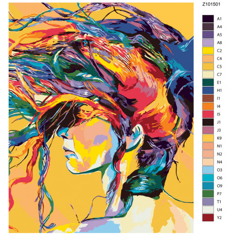 Раскладка Радужная прическа Раскраска по номерам на холсте Живопись по номерам Z101501
