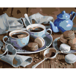 Раскладка Чай с пирожными Раскраска картина по номерам на холсте KTMK-73766