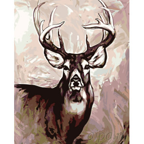 Раскладка Олень с ветвистыми рогами Раскраска картина по номерам на холсте A417