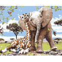 Слоненок с другом Раскраска картина по номерам на холсте